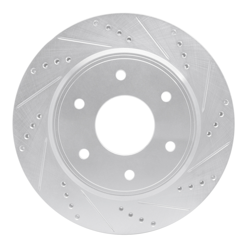 Infiniti QX56 Brake Rotor (1) - Front Right - R1 Concepts - Drilled & Slotted - Silver - `05-`07